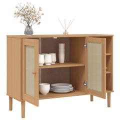 vidaXL Sideboard SENJA Rattan Look Brown 112x40x80cm Solid Wood Pine 4