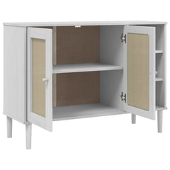 vidaXL Sideboard SENJA Rattan Look White 112x40x80cm Solid Wood Pine 6