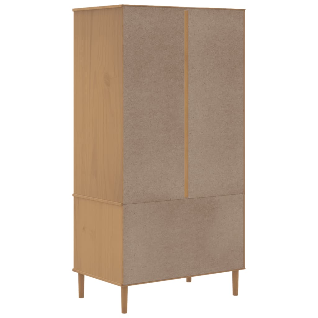 Wardrobe "SENJA" Rattan Look 90x55x175 cm Solid Wood Pine Brown