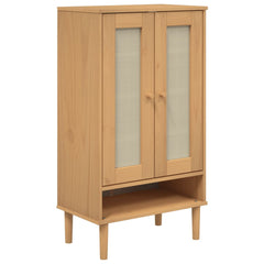 vidaXL Shoe Cabinet SENJA Rattan Look Brown 59.5x35x107 cm Solid Wood 2