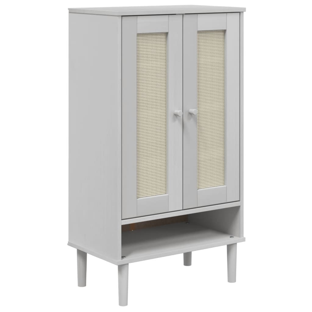 vidaXL Shoe Cabinet SENJA Rattan Look White 59.5x35x107 cm Solid Wood 2