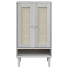 vidaXL Shoe Cabinet SENJA Rattan Look White 59.5x35x107 cm Solid Wood 4