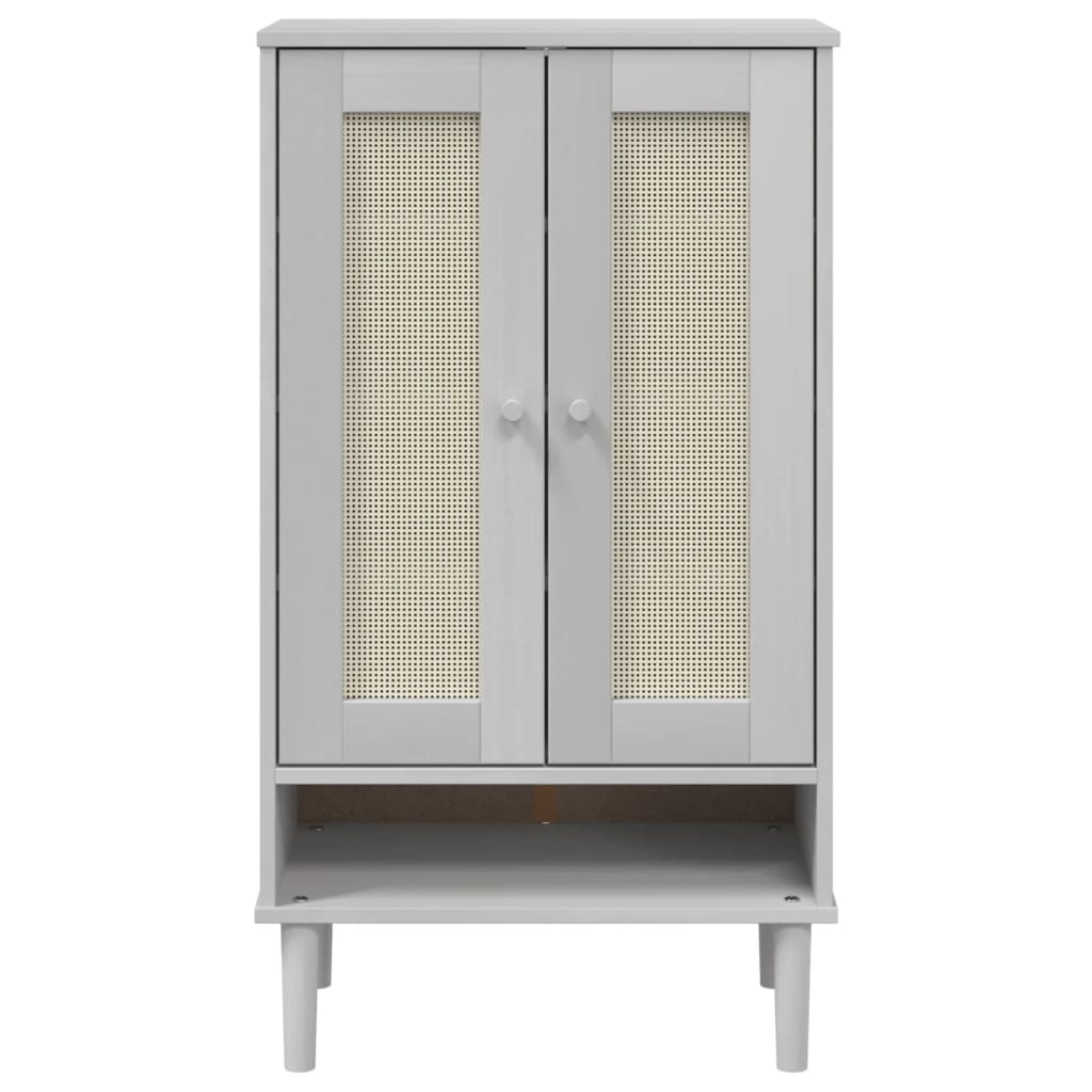 vidaXL Shoe Cabinet SENJA Rattan Look White 59.5x35x107 cm Solid Wood 4