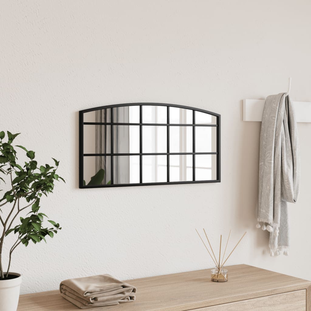vidaXL Wall Mirror Black 60x30 cm Arch Iron 1