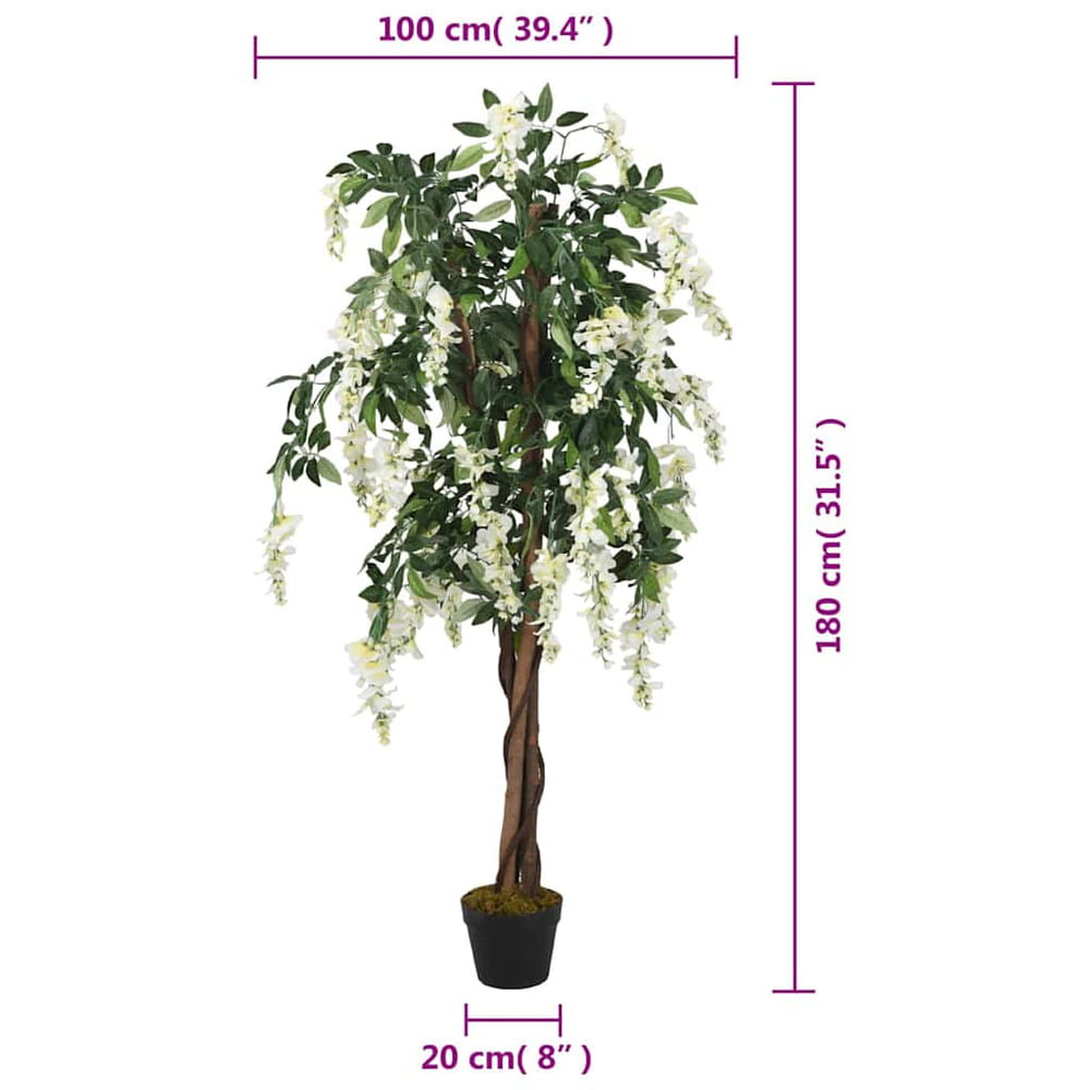 Artificial Wisteria Tree 840 Leaves Green and White 180 cm