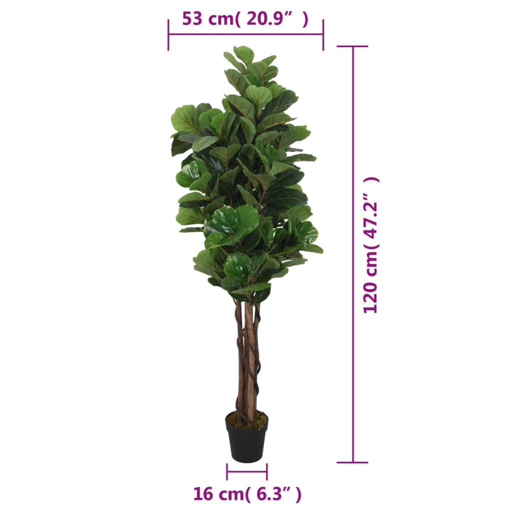 vidaXL Artificial Fiddle Leaf Fig Tree 134 Leaves 120 cm Green 5