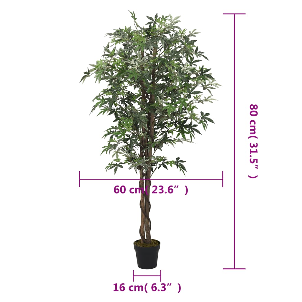 vidaXL Artificial Maple Tree 224 Leaves 80 cm Green 5