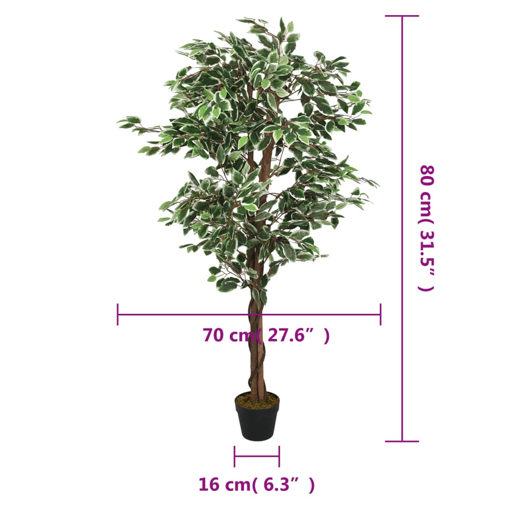 vidaXL Artificial Ficus Tree 378 Leaves 80 cm Green 5