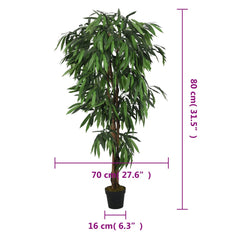 vidaXL Artificial Mango Tree 300 Leaves 80 cm Green 5