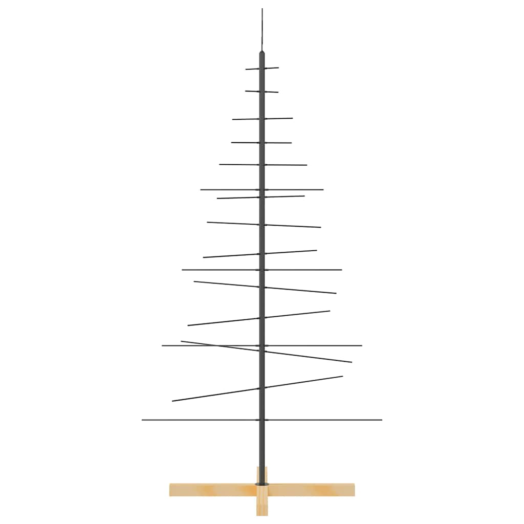 vidaXL Metal Christmas Tree with Wooden Base Black 150 cm 5