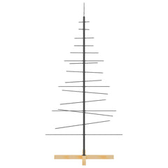 vidaXL Metal Christmas Tree with Wooden Base Black 150 cm 5