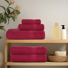 vidaXL Shower Towels "FROGN" 4 pcs Bordeaux 70x140 cm 360 gsm 3