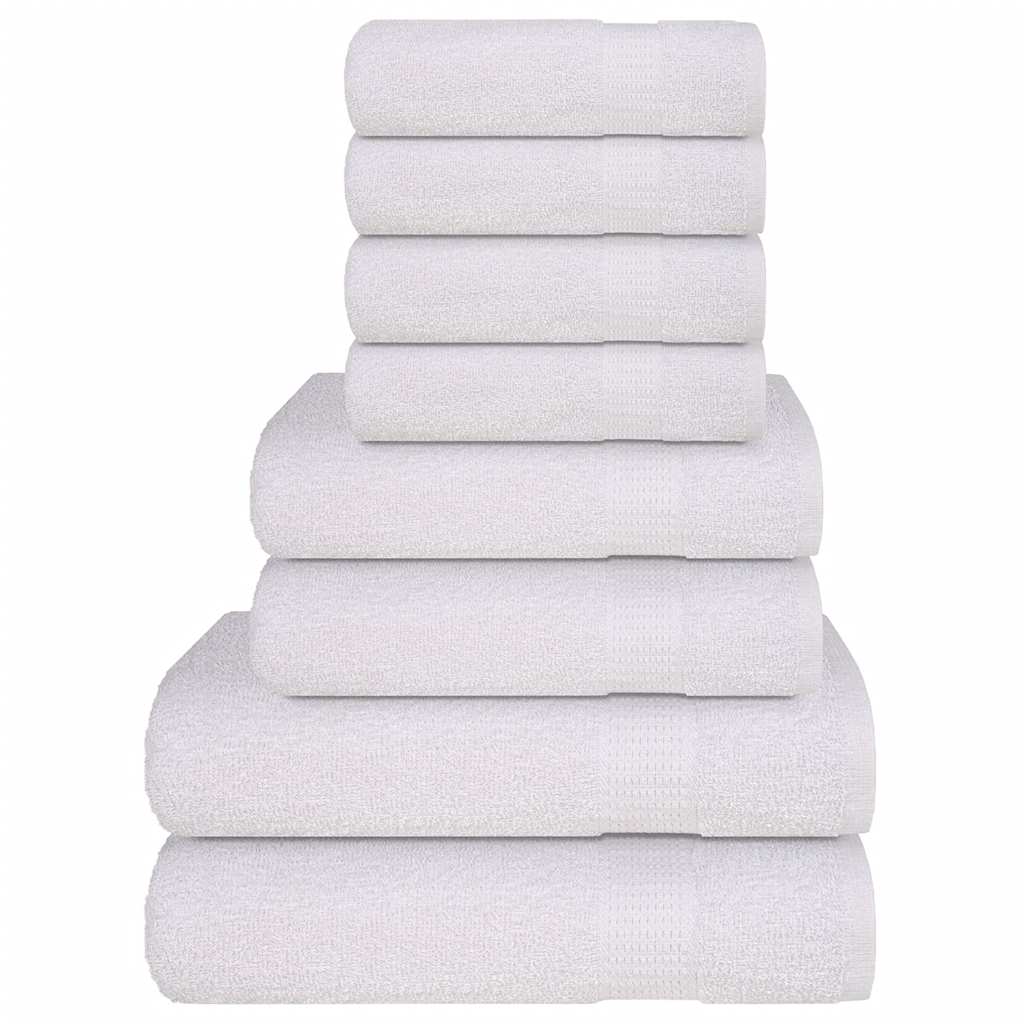 vidaXL 8 Piece Towel Set "FROGN" White 360 gsm 1