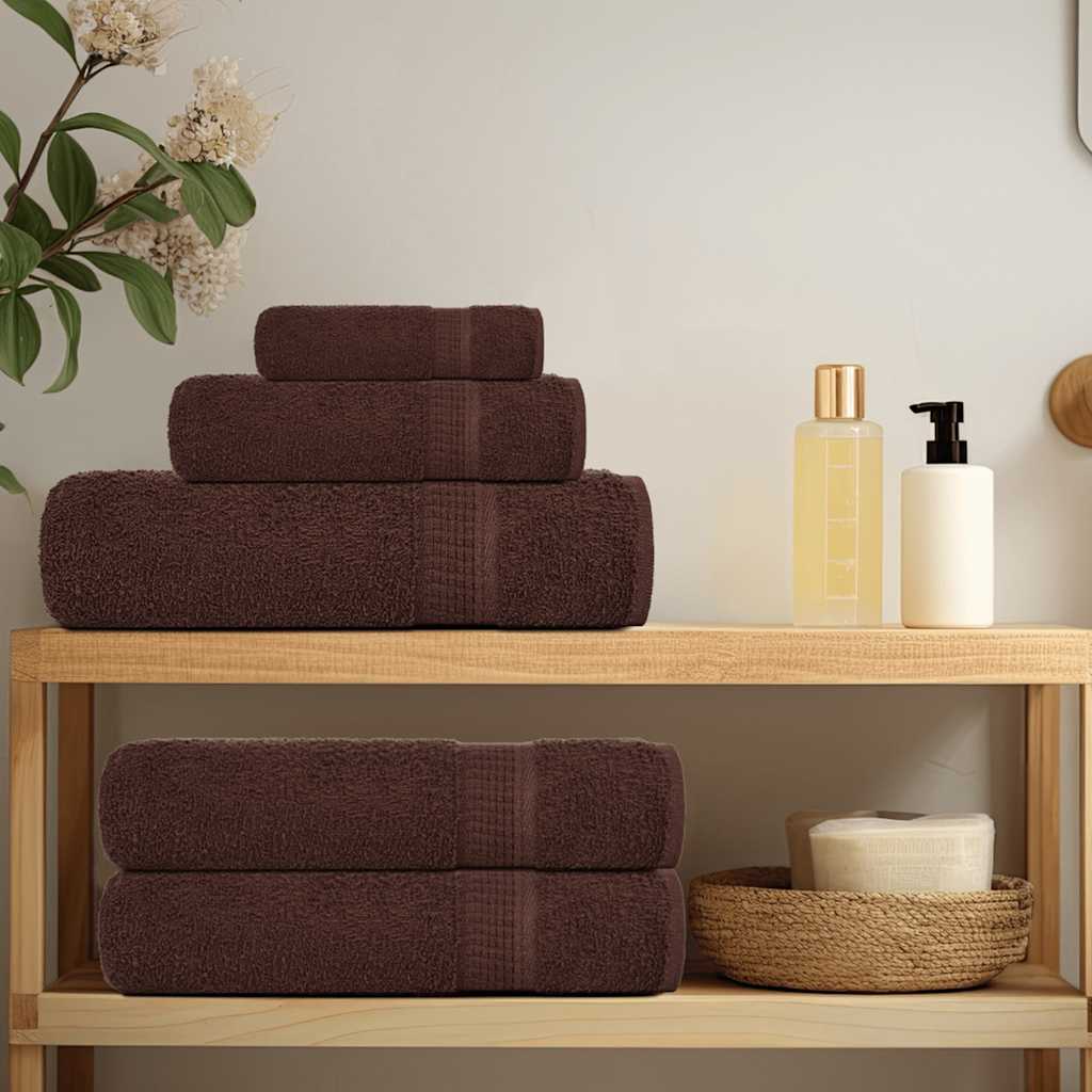 vidaXL 8 Piece Towel Set "FROGN" Brown 360 gsm 3