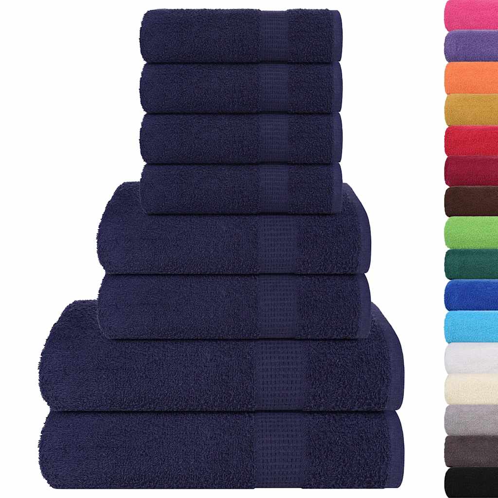vidaXL 8 Piece Towel Set "FROGN" Navy Blue 360 gsm 2