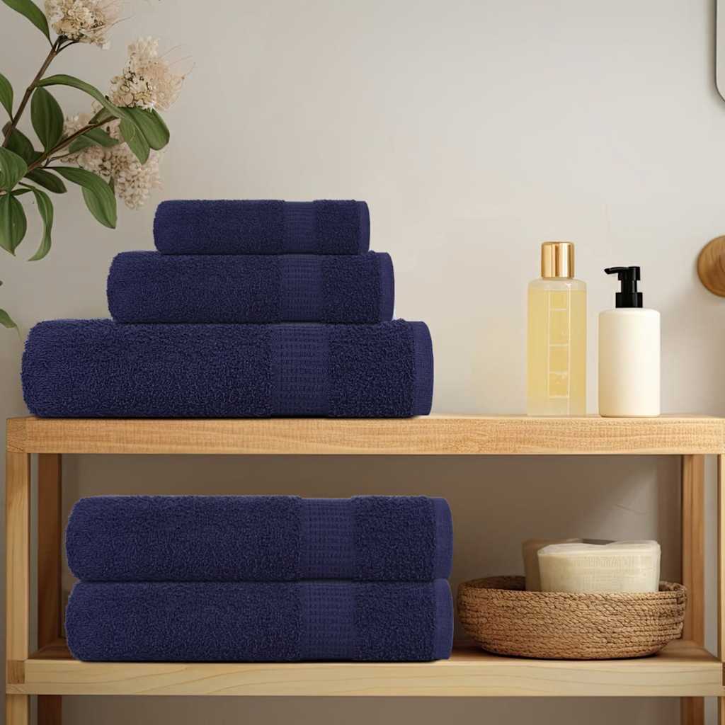 vidaXL 8 Piece Towel Set "FROGN" Navy Blue 360 gsm 3