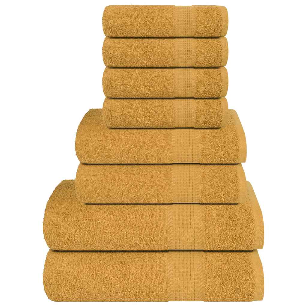 vidaXL 8 Piece Towel Set "FROGN" Gold 360 gsm 1
