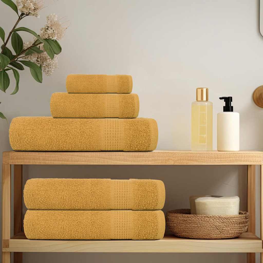 vidaXL 8 Piece Towel Set "FROGN" Gold 360 gsm 3