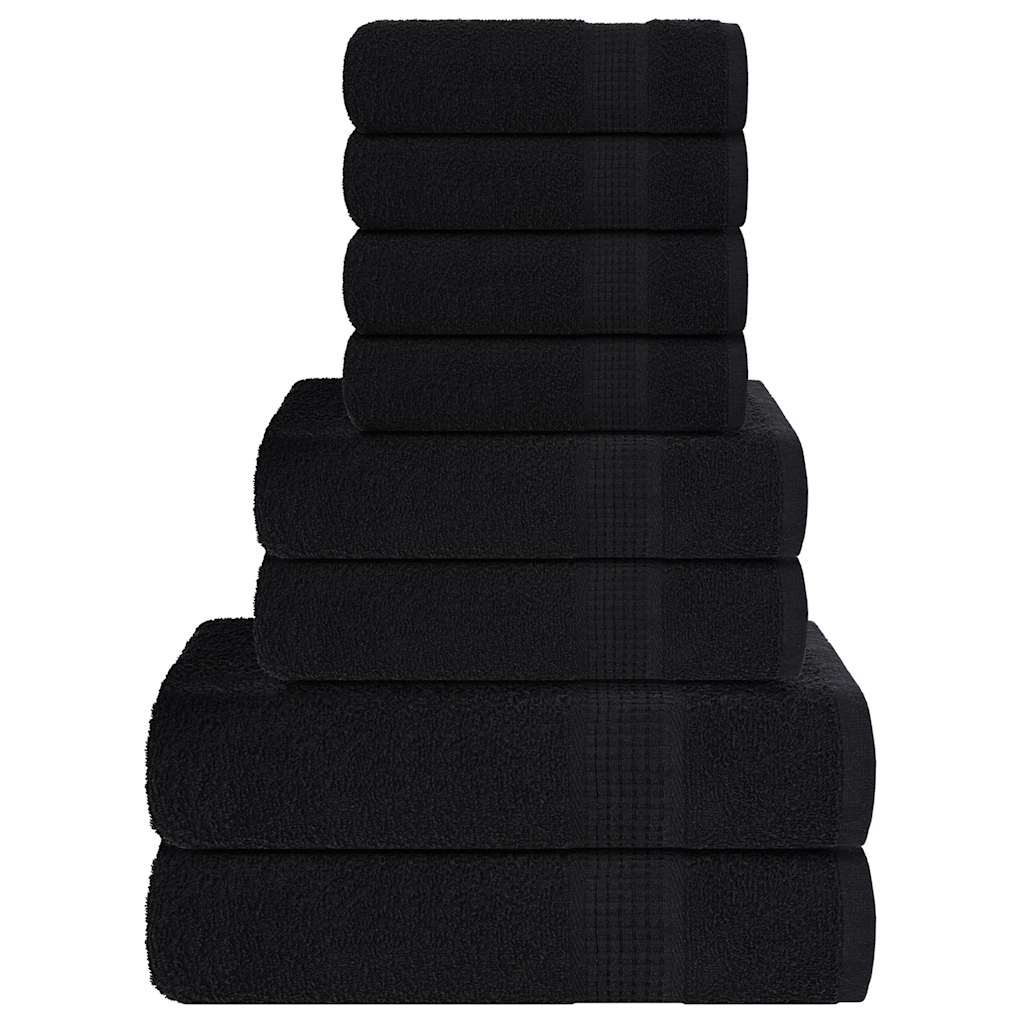 vidaXL 8 Piece Towel Set "FROGN" Black 360 gsm 1