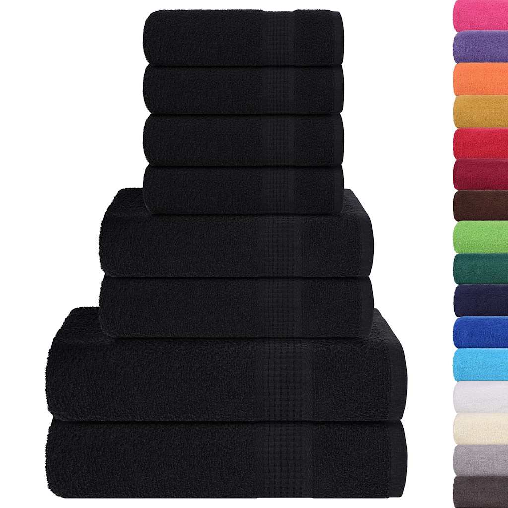 vidaXL 8 Piece Towel Set "FROGN" Black 360 gsm 2