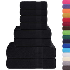 vidaXL 8 Piece Towel Set "FROGN" Black 360 gsm 2