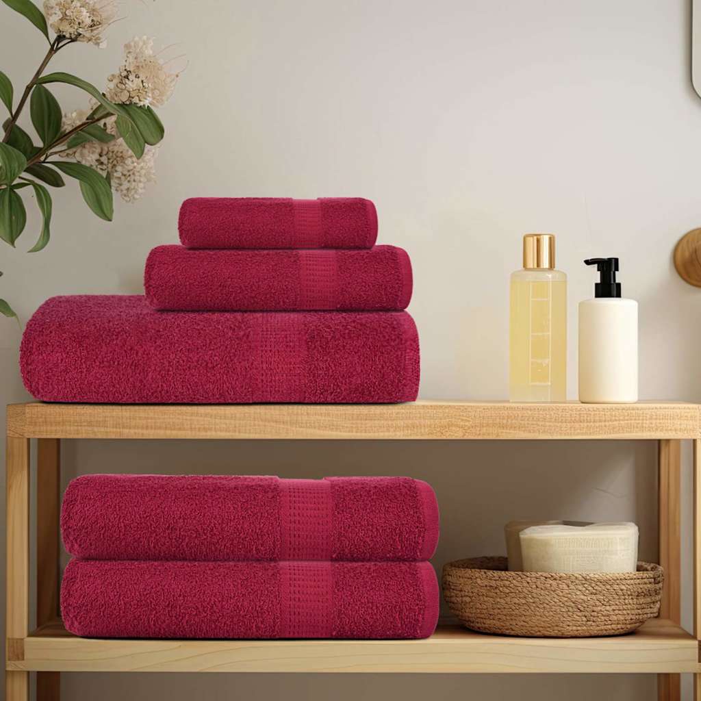 vidaXL 6 Piece Towel Set "FROGN" Bordeaux 360 gsm 3