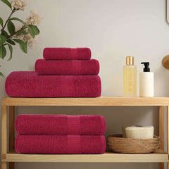 vidaXL 6 Piece Towel Set "FROGN" Bordeaux 360 gsm 3