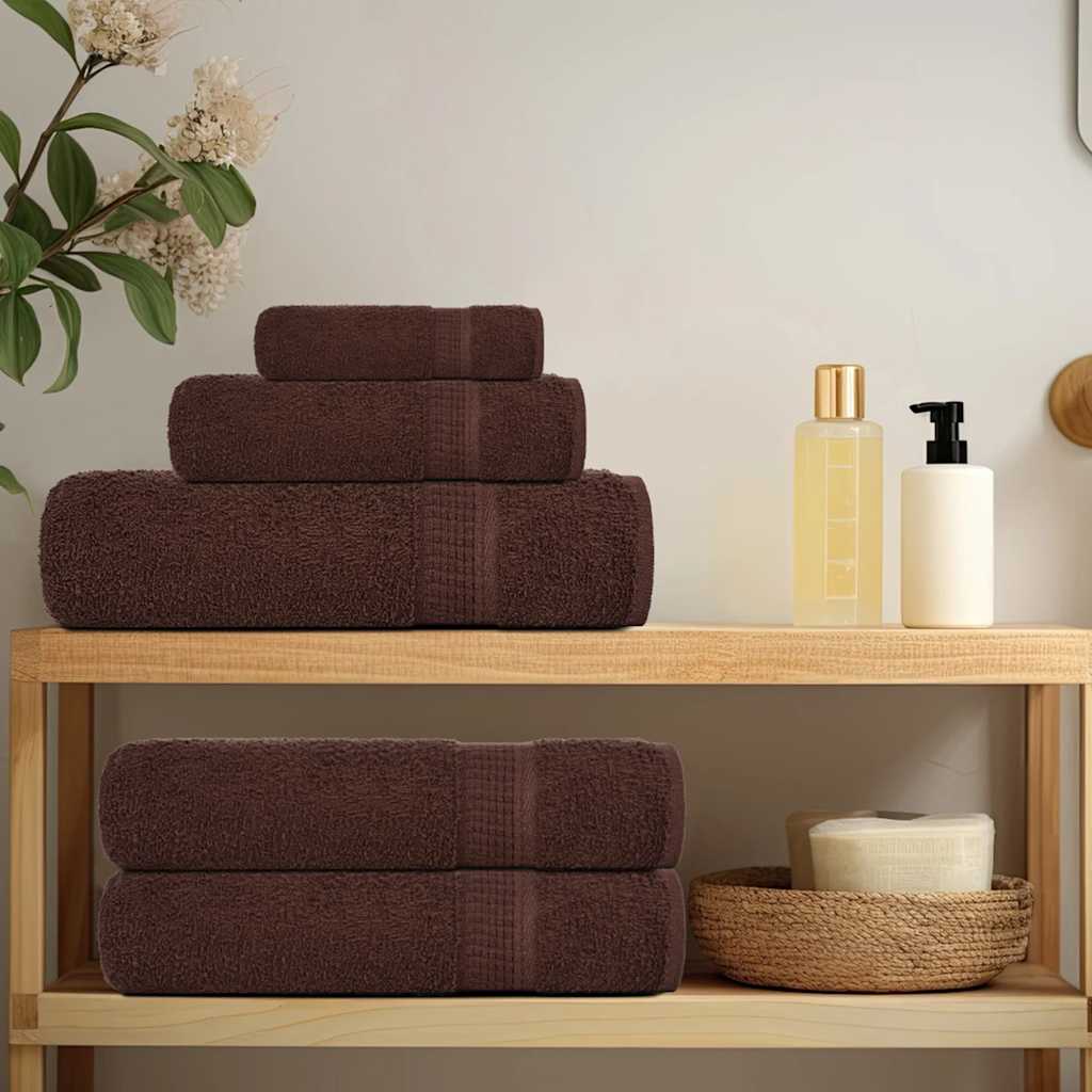 vidaXL 6 Piece Towel Set "FROGN" Brown 360 gsm 3