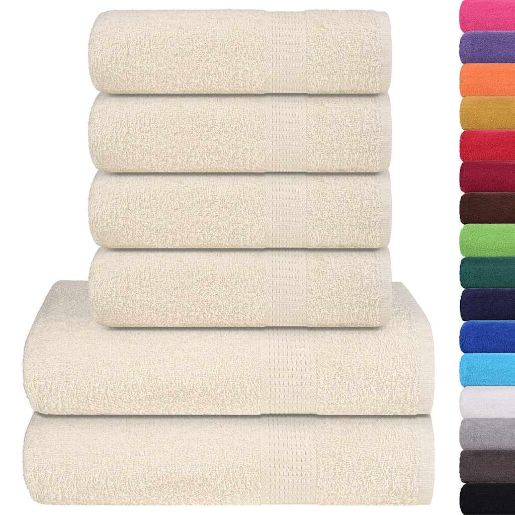 vidaXL 6 Piece Towel Set "FROGN" Cream 360 gsm 2