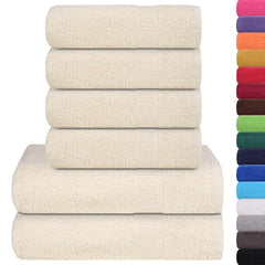 vidaXL 6 Piece Towel Set "FROGN" Cream 360 gsm 2
