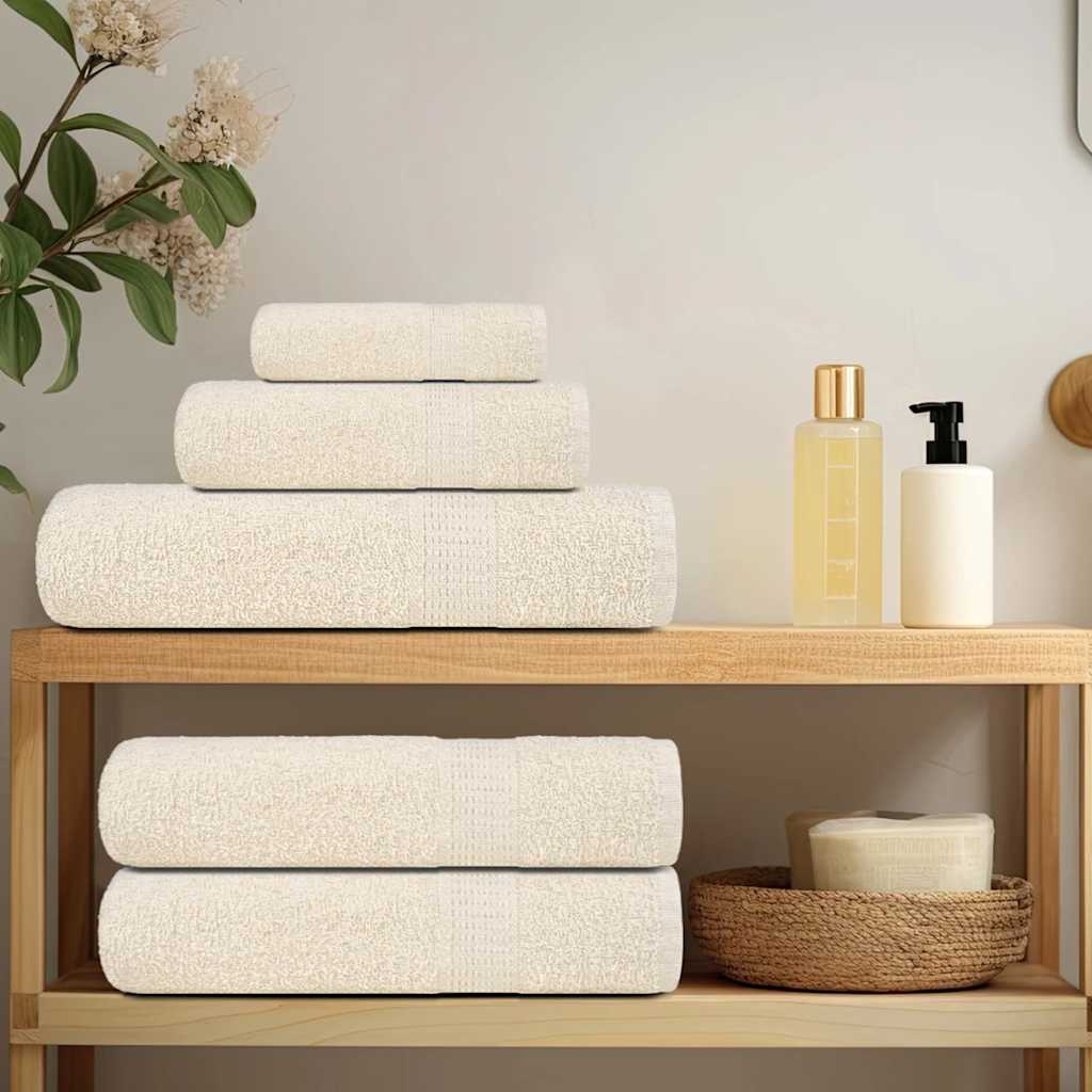 vidaXL 6 Piece Towel Set "FROGN" Cream 360 gsm 3