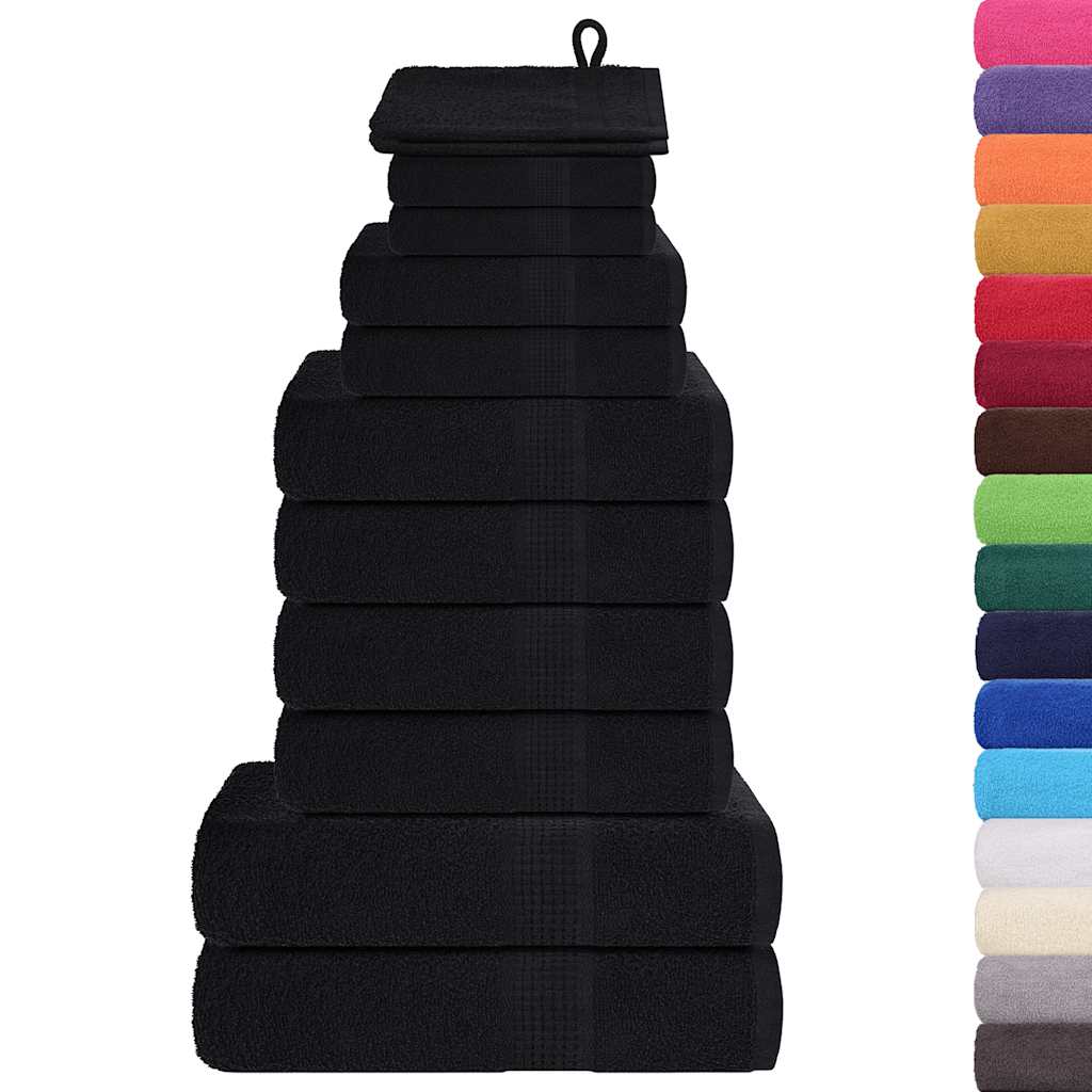 vidaXL 12 Piece Towel Set "FROGN" Black 360 gsm 2