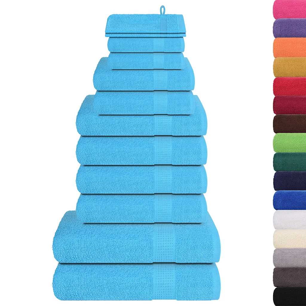 vidaXL 12 Piece Towel Set "FROGN" Turquoise 360 gsm 2