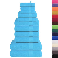 vidaXL 12 Piece Towel Set "FROGN" Turquoise 360 gsm 2