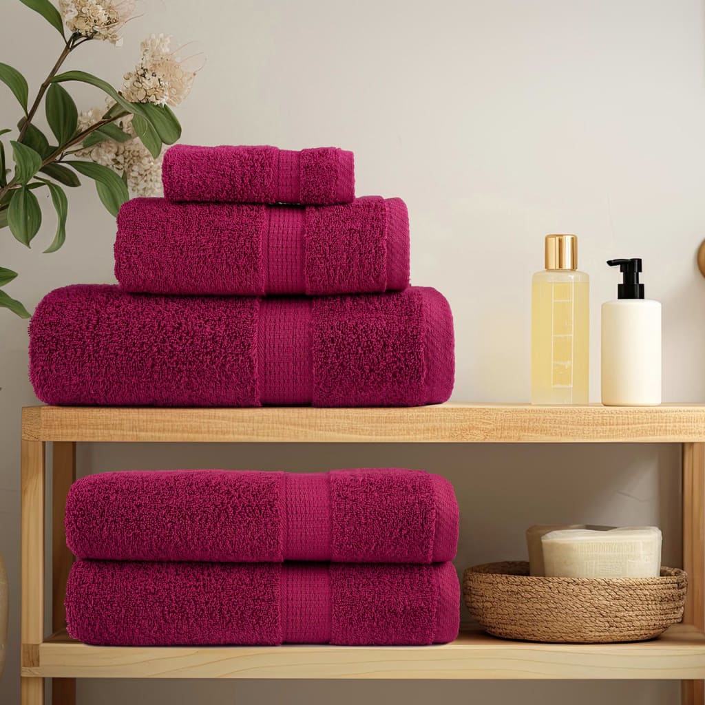 vidaXL Premium Towels "SOLUND" 2 pcs Bordeaux 100x200 cm 600 gsm 3