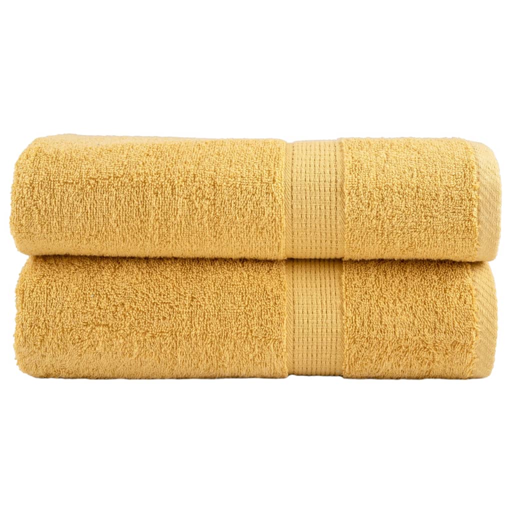 vidaXL Premium Bath Towels "SOLUND" 2 pcs Gold 100x150 cm 600 gsm 1