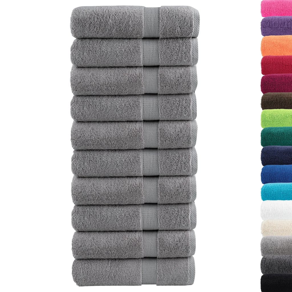 vidaXL Premium Hand Towels "SOLUND" 10 pcs Grey 50x100 cm 600 gsm 2