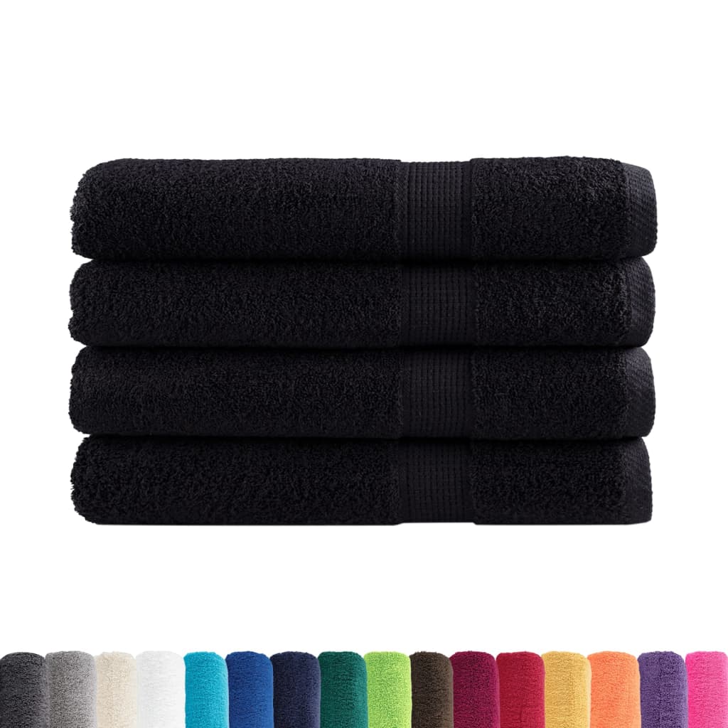 vidaXL Premium Sauna Towels SOLUND 4 pcs Black 80x200 cm 600 gsm 2