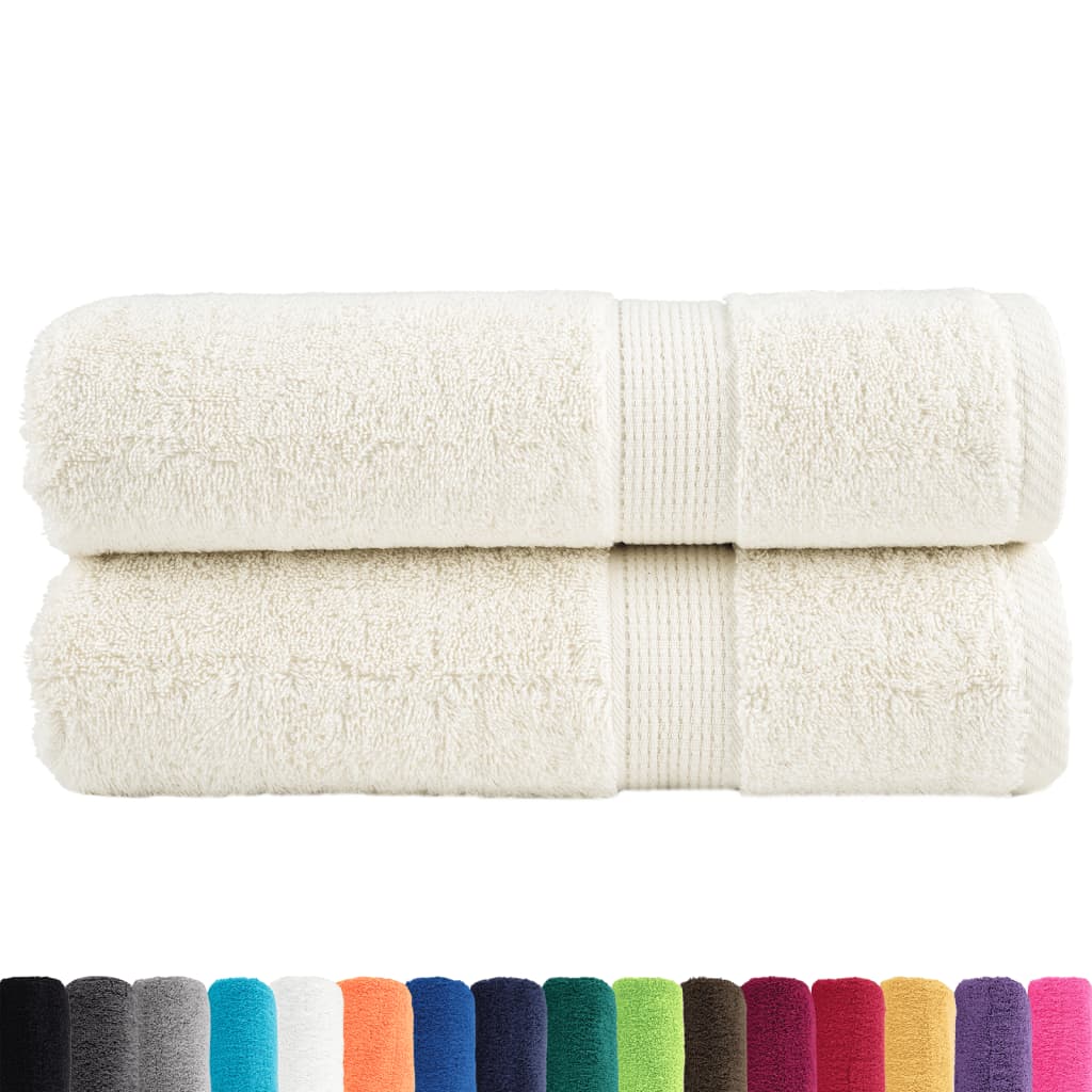 vidaXL Premium Bath Towels "SOLUND" 2 pcs Cream 100x150 cm 600 gsm 2