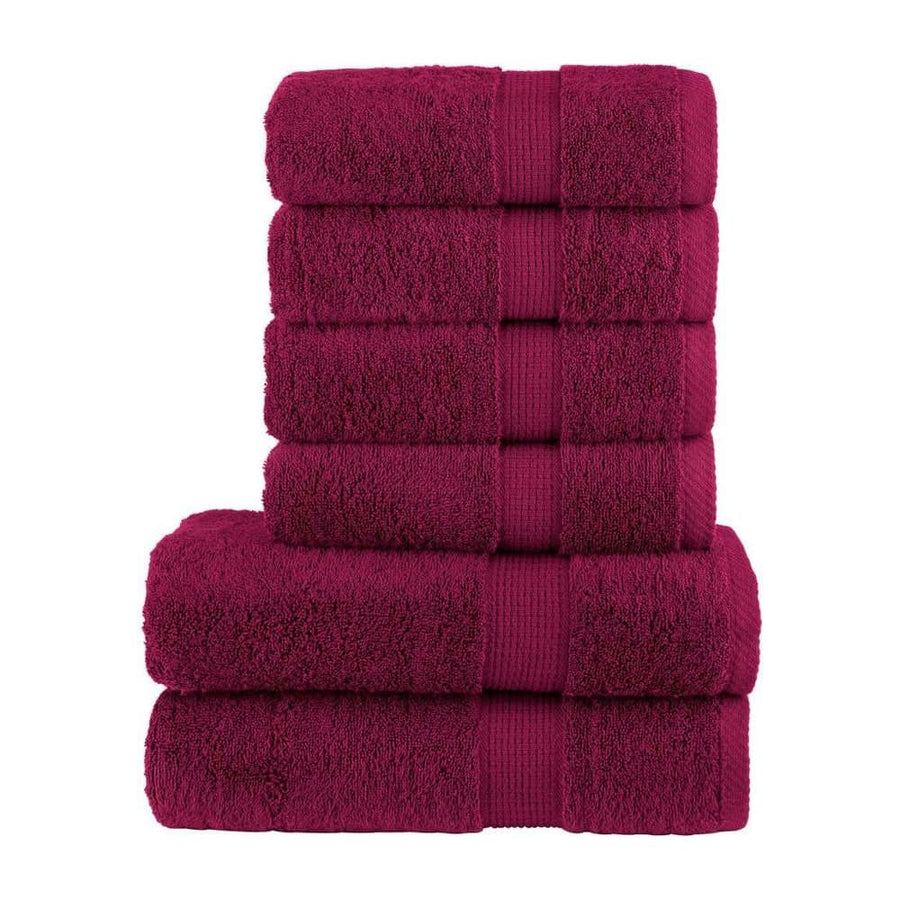 6 Piece Premium Towel Set SOLUND Bordeaux 600 gsm