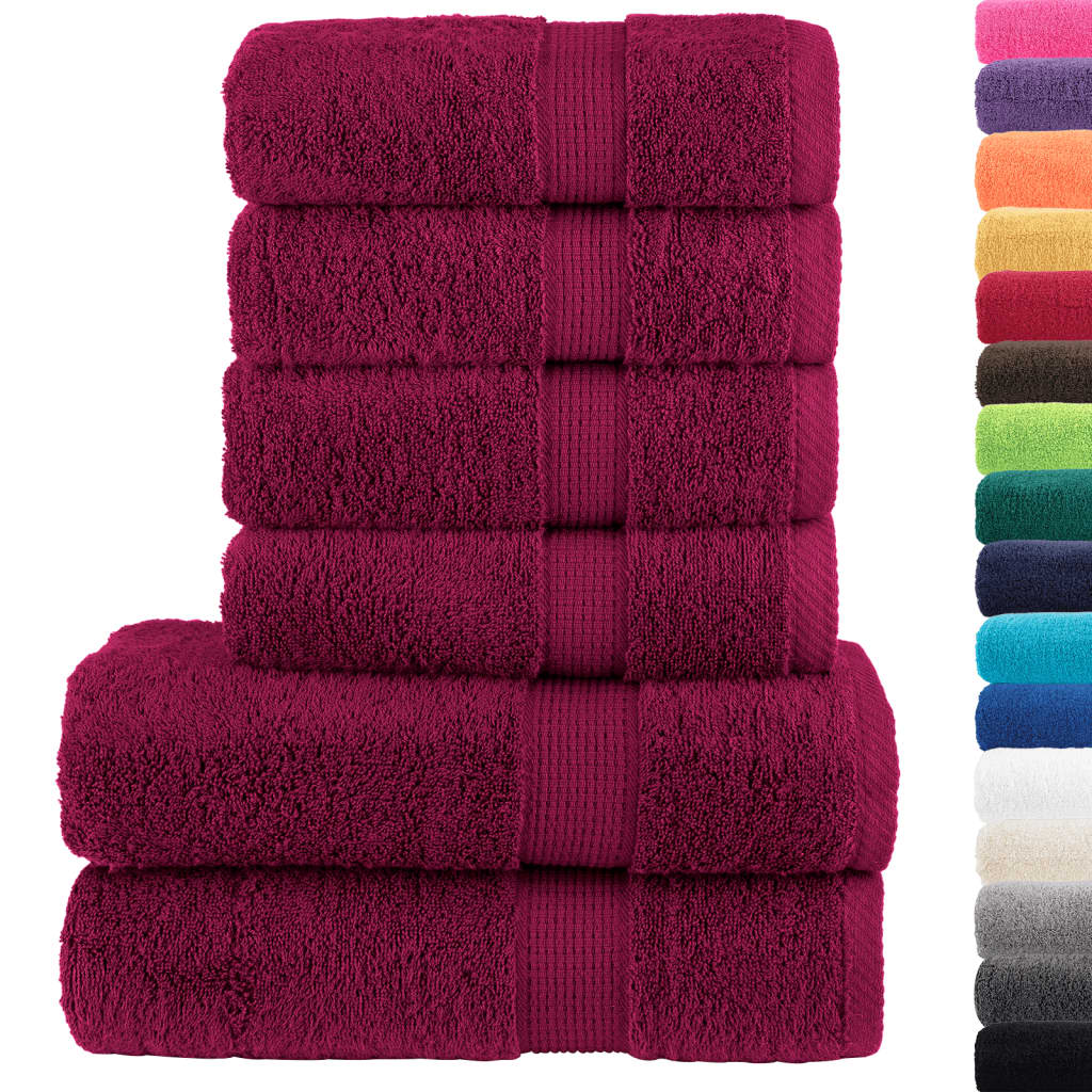 vidaXL 6 Piece Premium Towel Set SOLUND Bordeaux 600 gsm 2