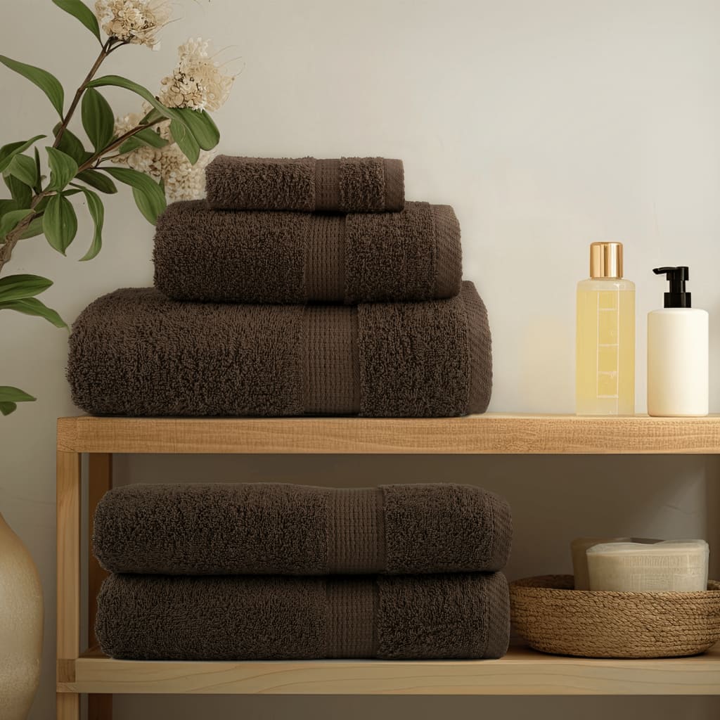 vidaXL 6 Piece Premium Towel Set SOLUND Brown 600 gsm 3