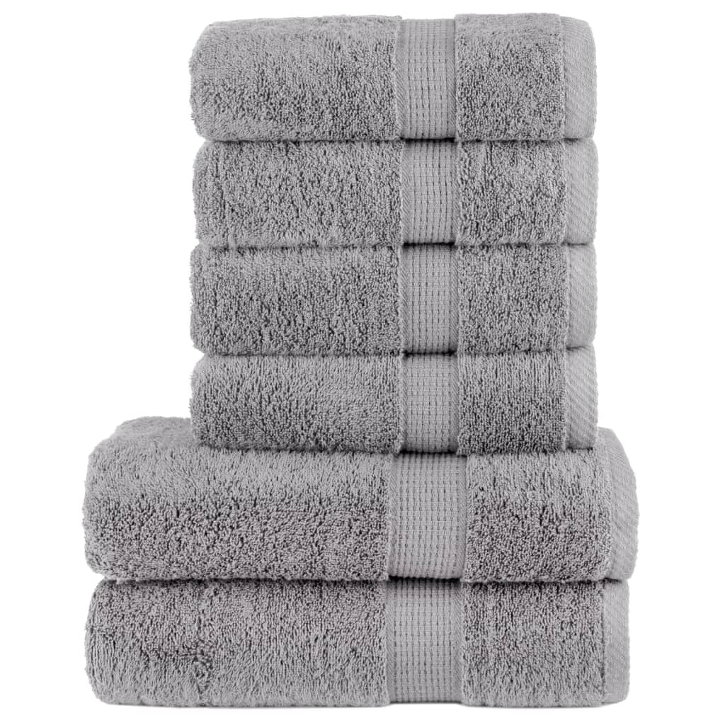 vidaXL 6 Piece Premium Towel Set SOLUND Grey 600 gsm 1
