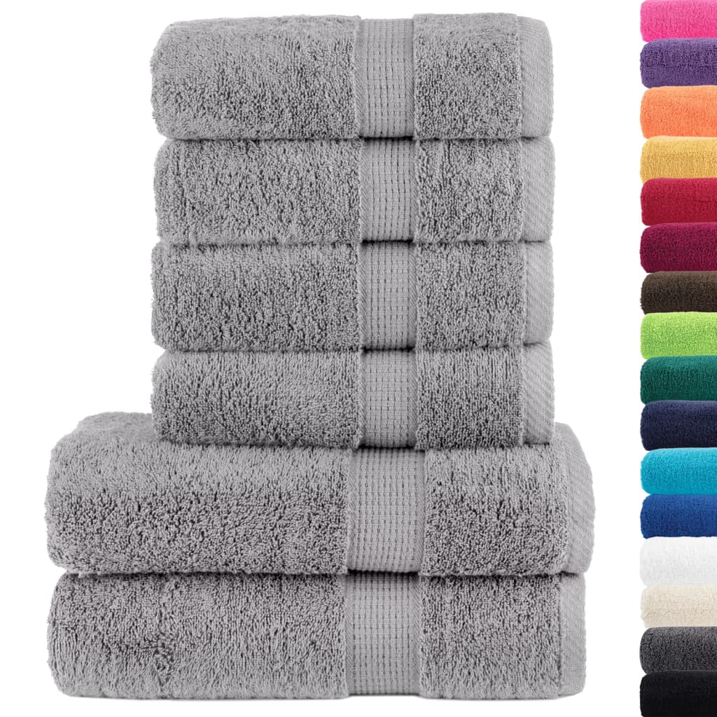 vidaXL 6 Piece Premium Towel Set SOLUND Grey 600 gsm 2