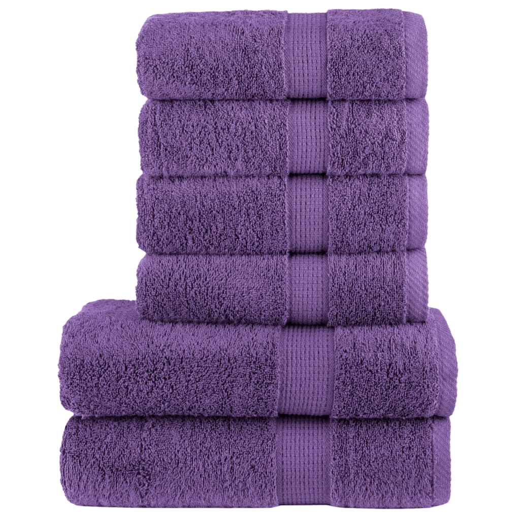 vidaXL 6 Piece Premium Towel Set SOLUND Purple 600 gsm 1