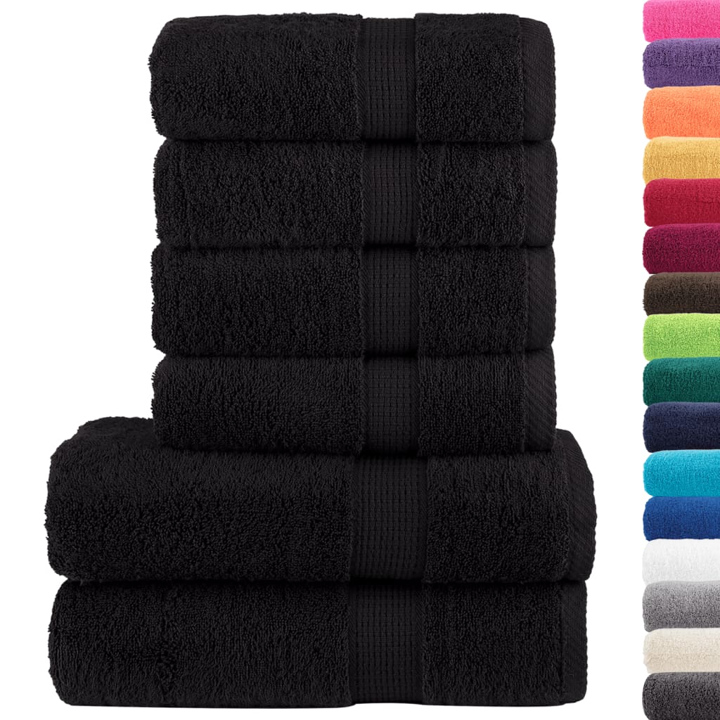 vidaXL 6 Piece Premium Towel Set SOLUND Black 600 gsm 2