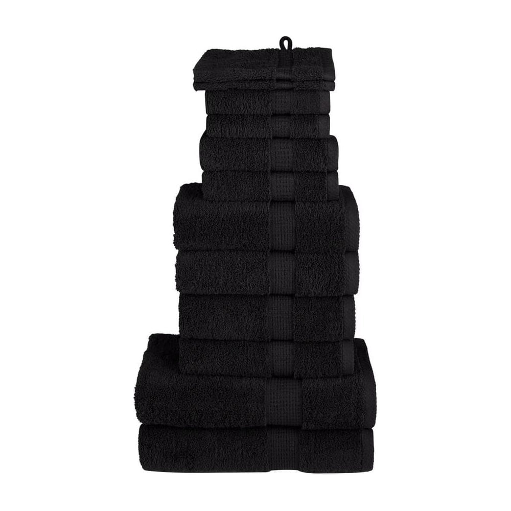 12 Piece Premium Towel Set SOLUND Black 600 gsm