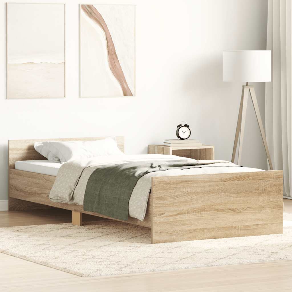 Bed Frame without Mattress 90x190 cm Engineered Wood Sonoma oak