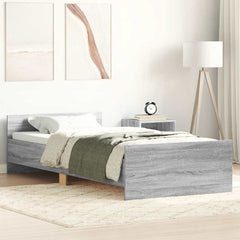 Bed Frame without Mattress 90x190 cm Engineered Wood Grey sonoma