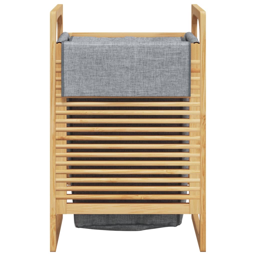 vidaXL Laundry Basket with Grey Bag 32x30x36.5 cm Bamboo 3